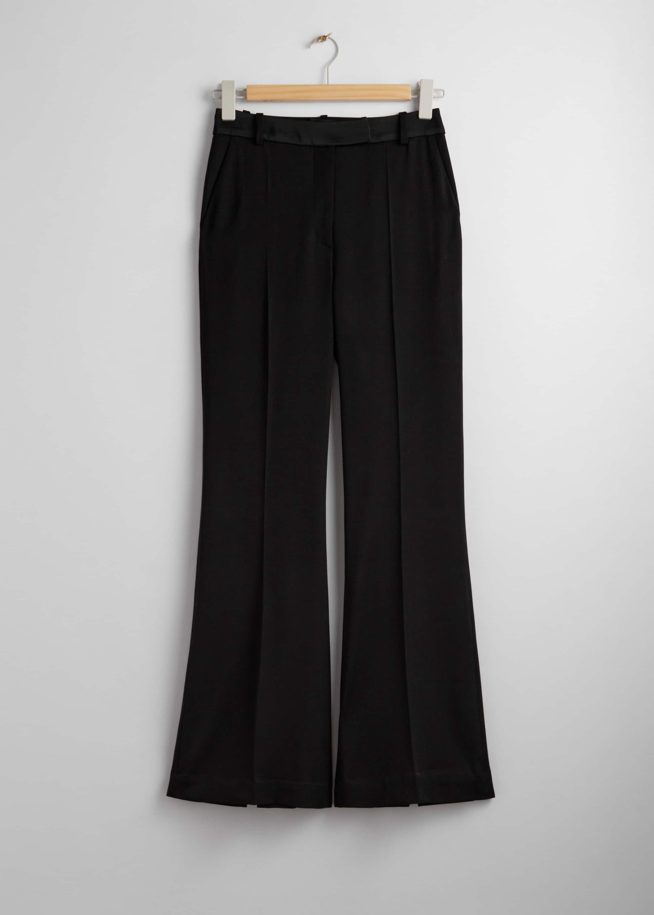 Flared Wool Trousers - Black - Still Life