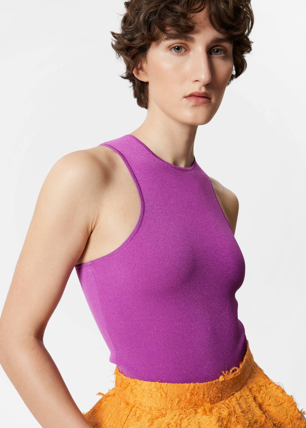 トップス tunica Incense Smoke Knitted Camisole QNNGXX Women's Camisole Summer Sleeveless Knit Embroidered