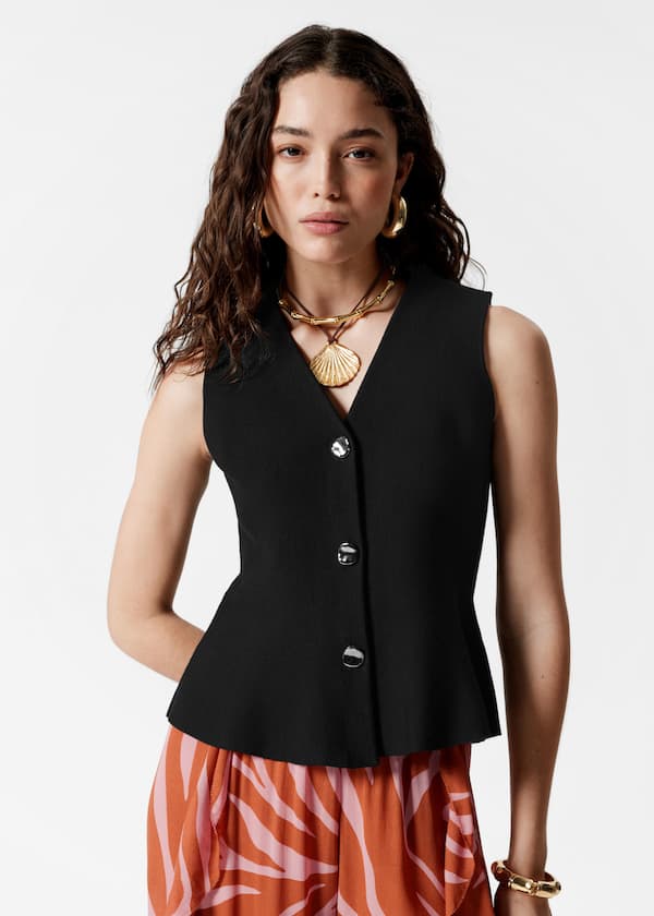 Knitted Peplum Waistcoat