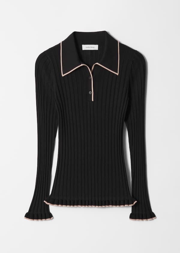 Rib-Knit Polo Shirt
