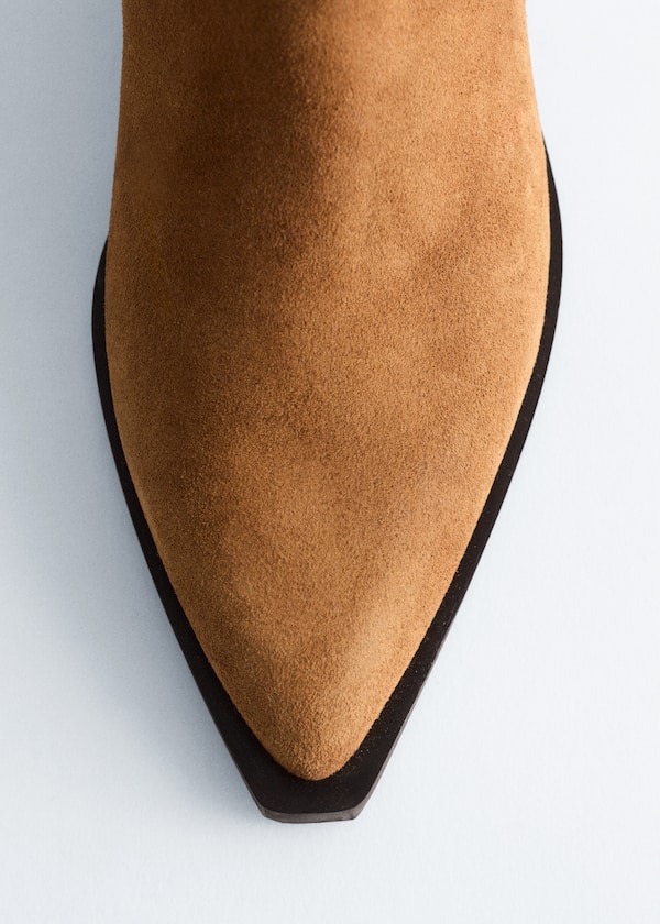 Point-Toe Leather Ankle Boots