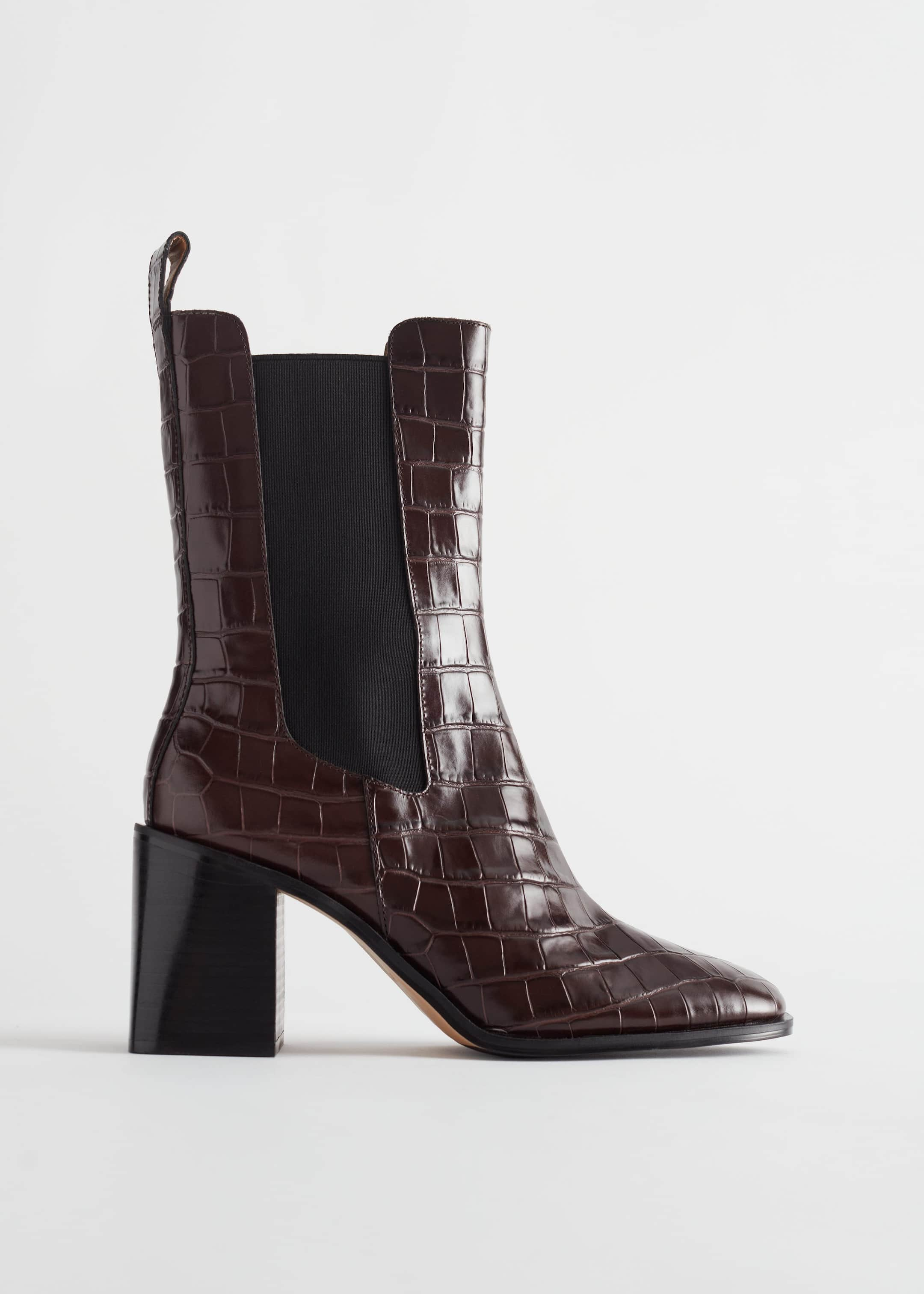 Heeled Leather Chelsea Boots - Black - Still Life