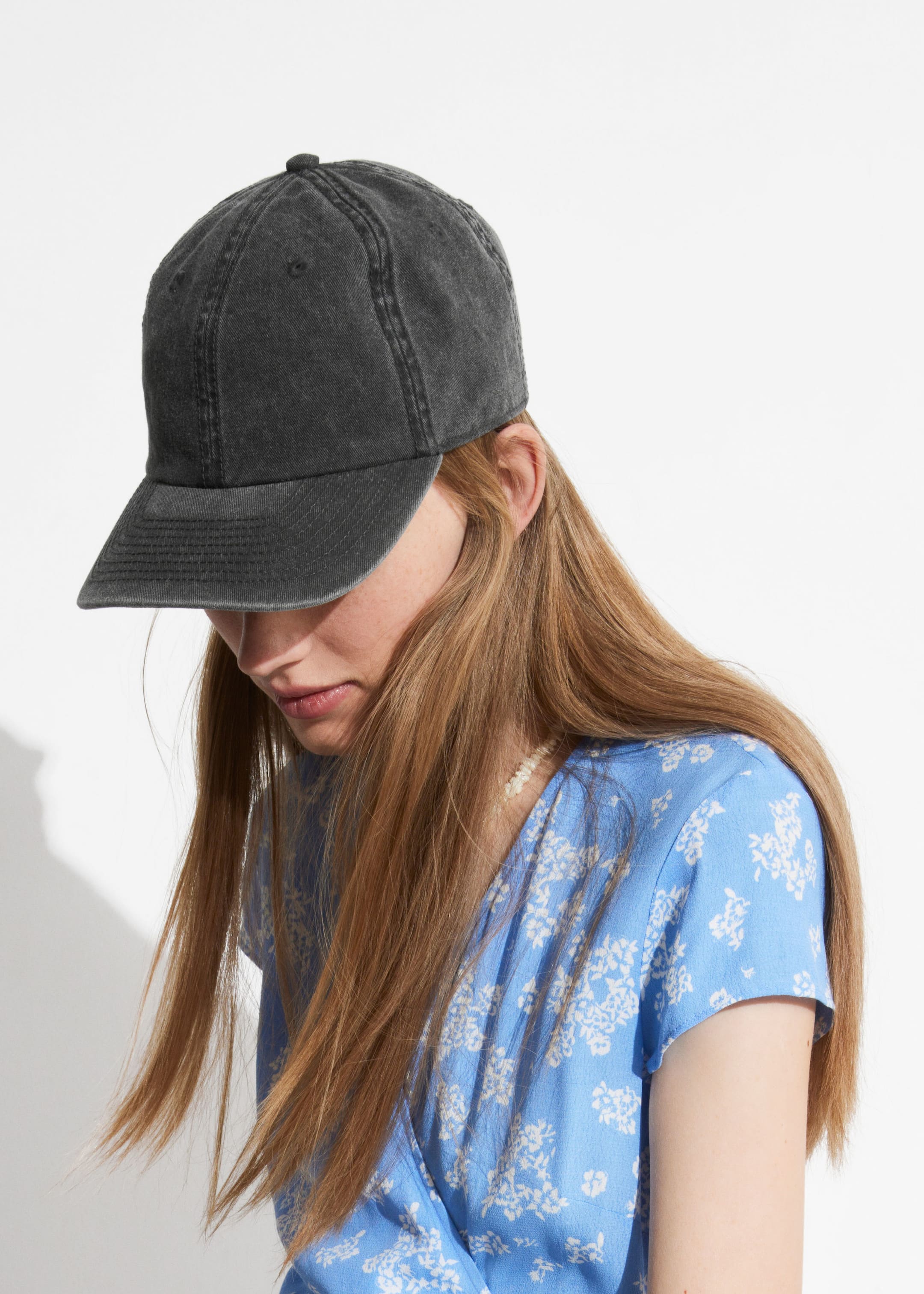 Casquette de baseball en denim - Noir délavé - Lookbook