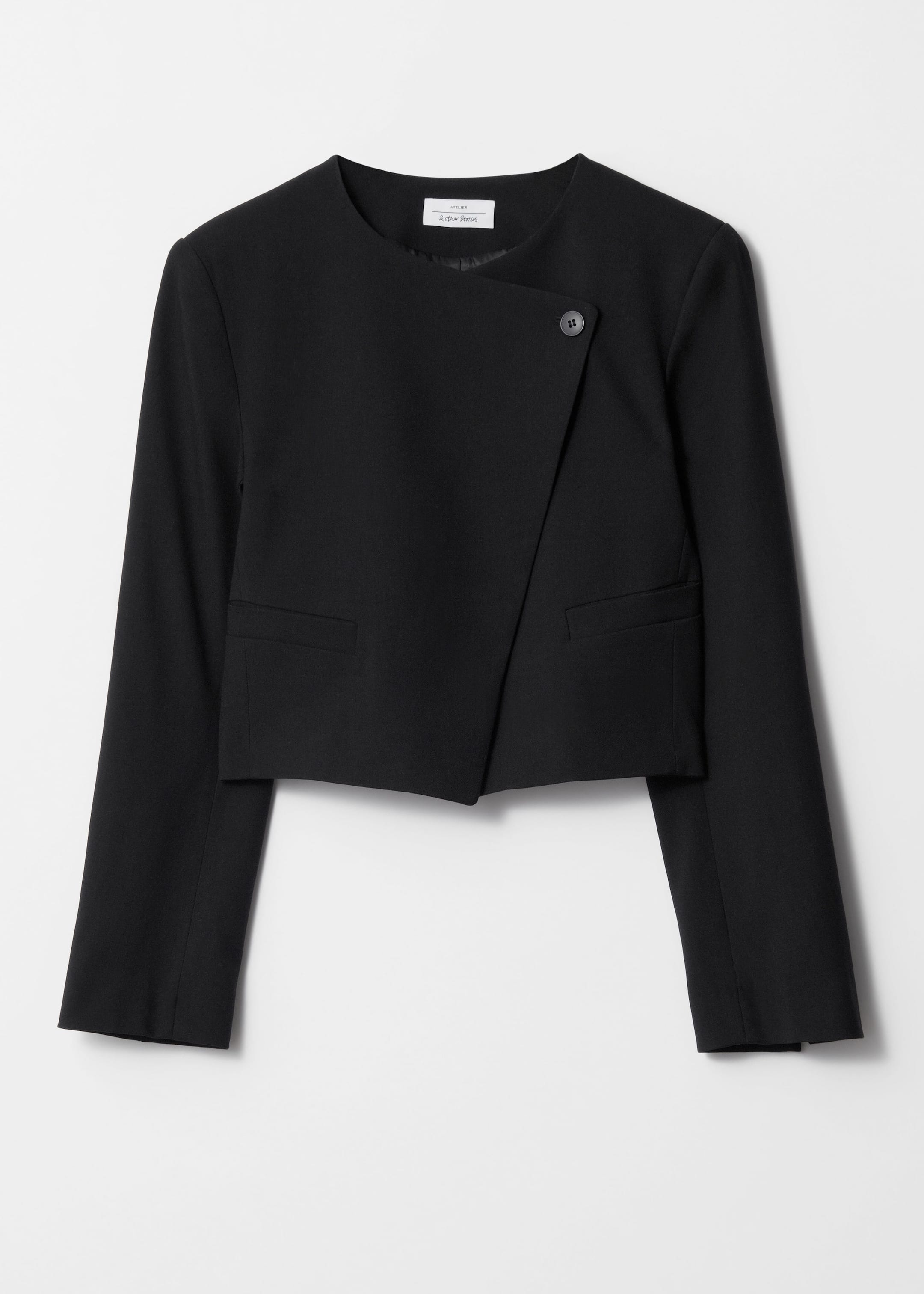 Cropped Collarless Blazer - Black - Still Life