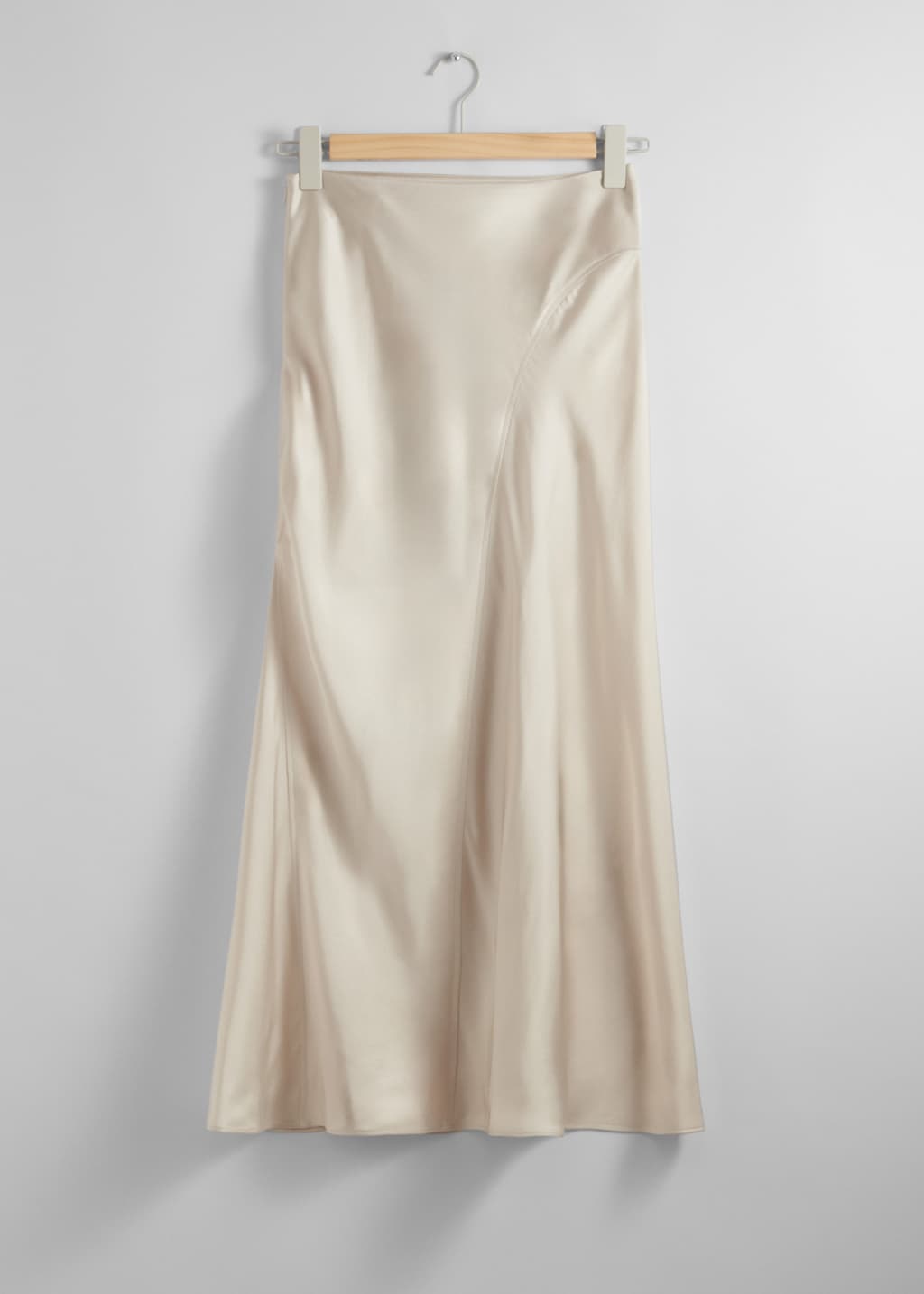 Cream Satin Midi Skirt main image 1
