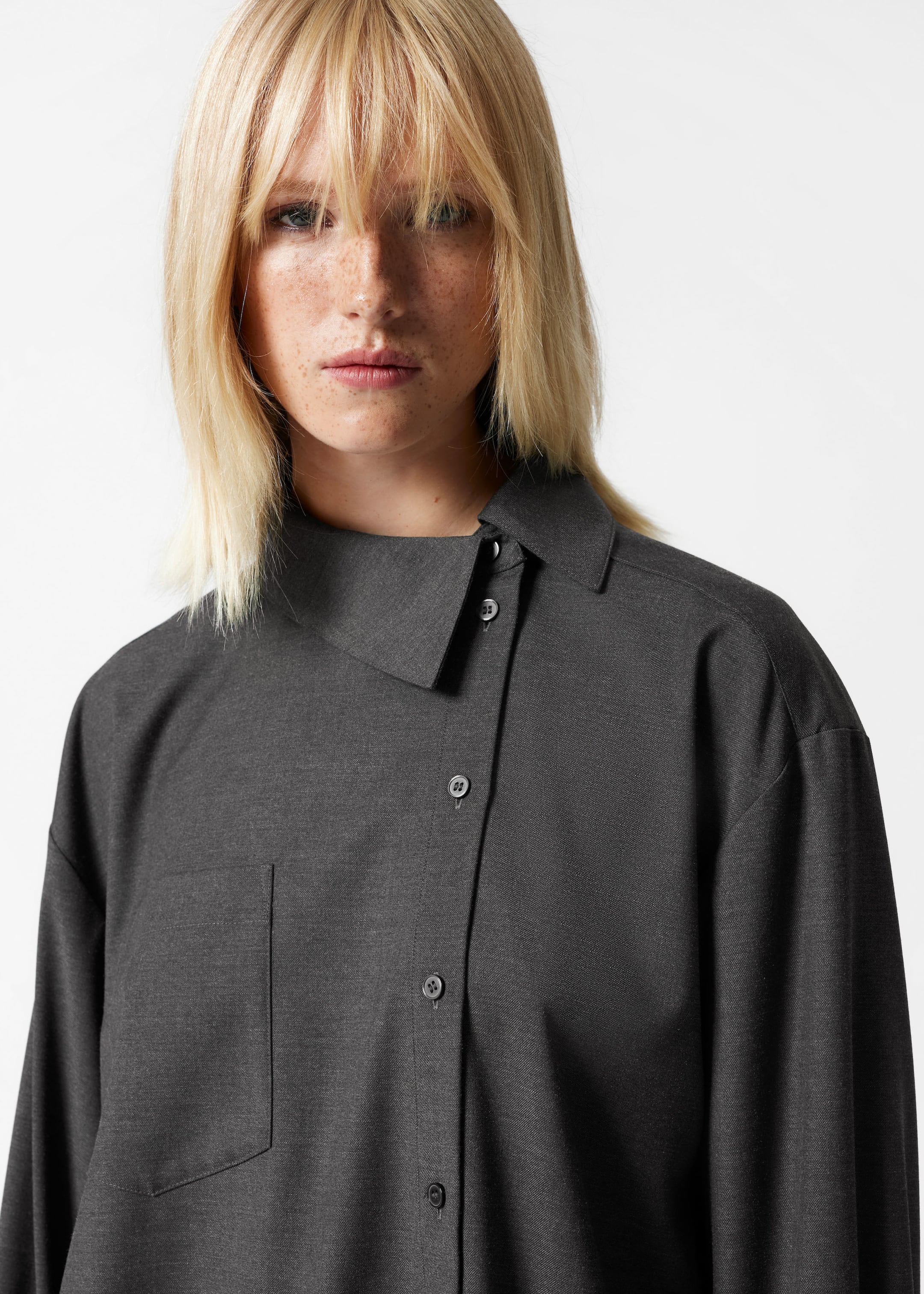 Asymmetric Shirt - Grey - Lookbook