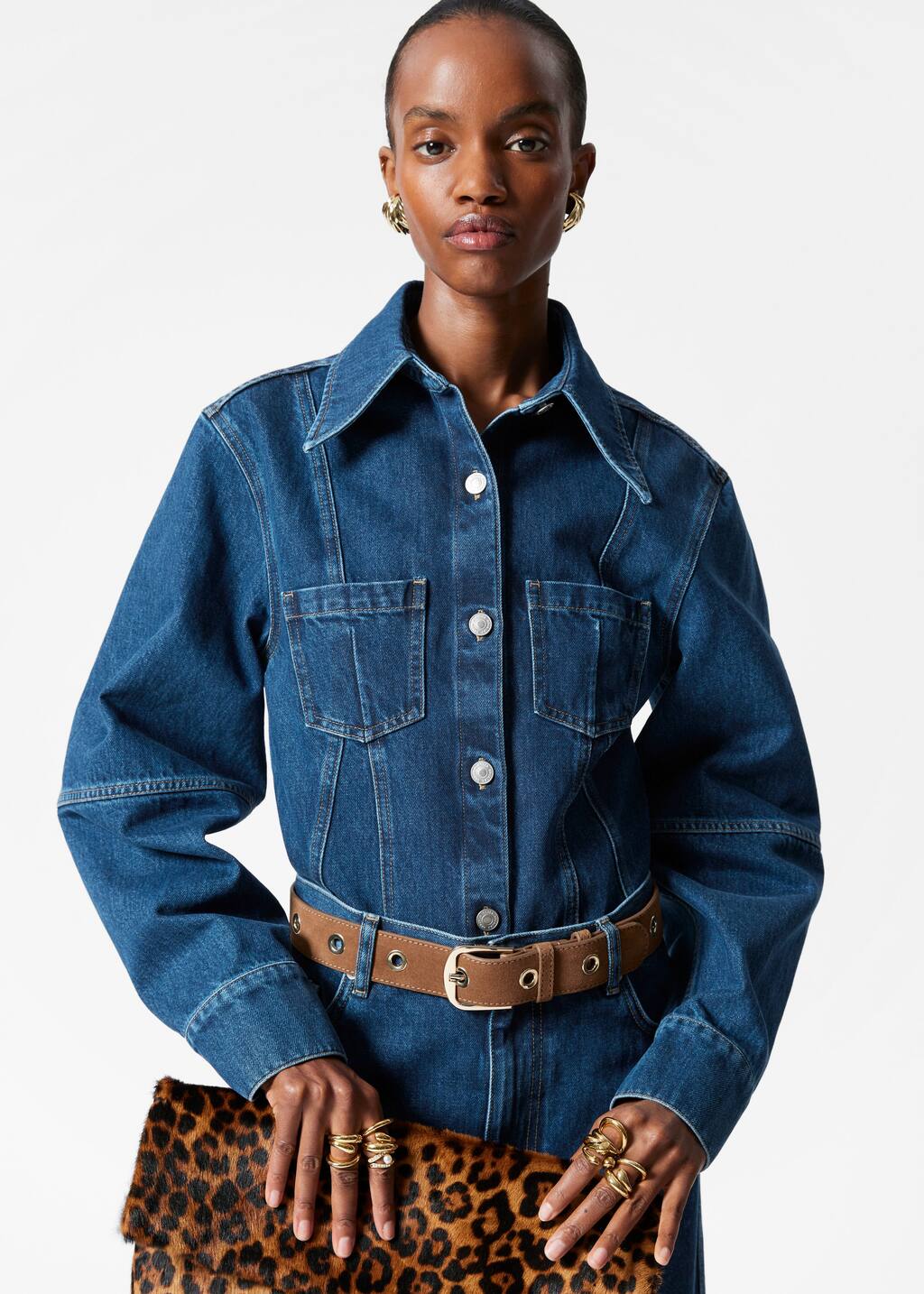Tapered Denim Shirt - Mid Blue - Shirts - & Other Stories