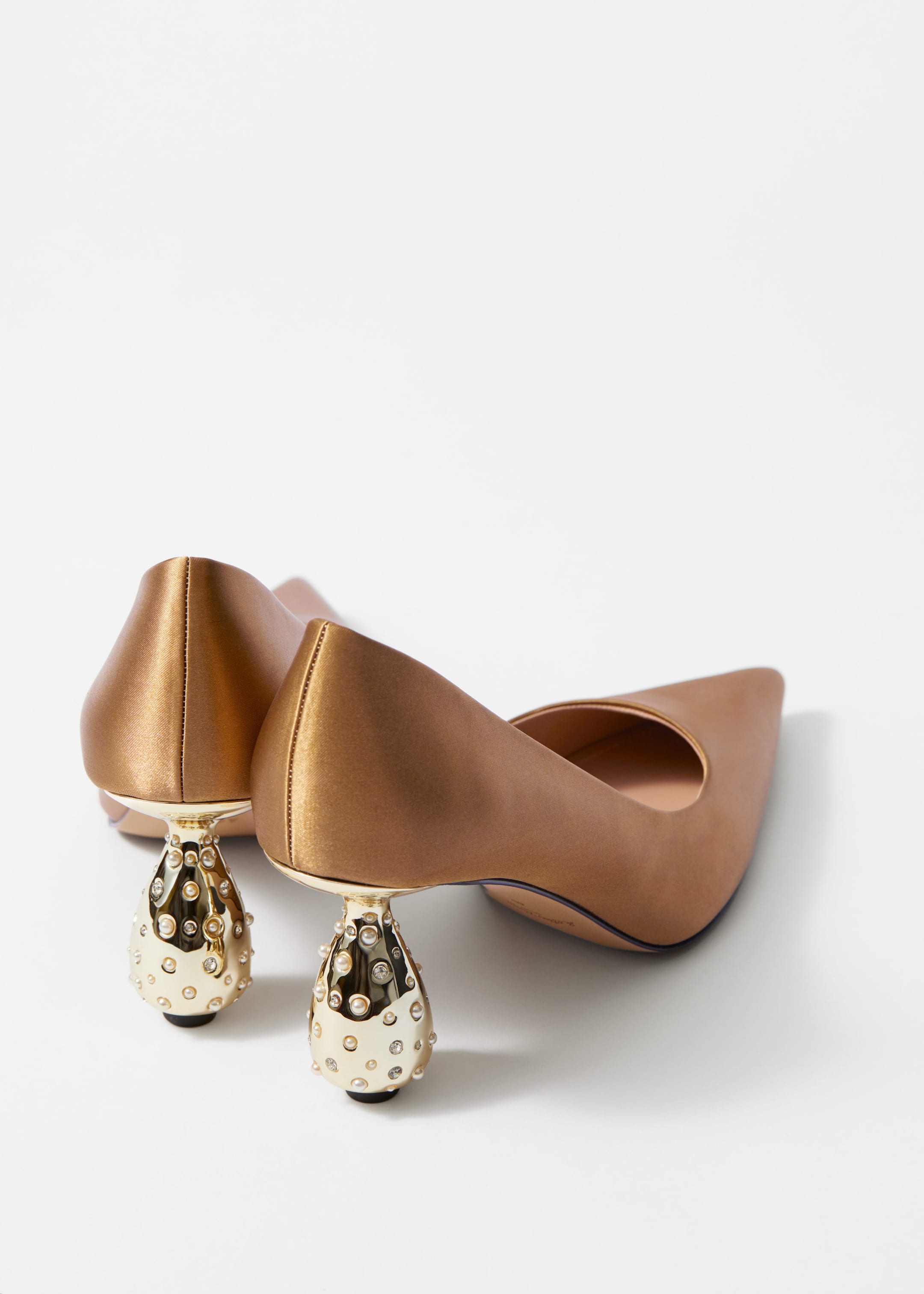 Droplet-Heel Satin Pumps - Gold - Still Life