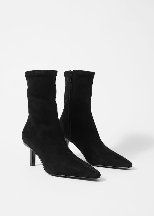 Stretch-Leather Ankle Boots
