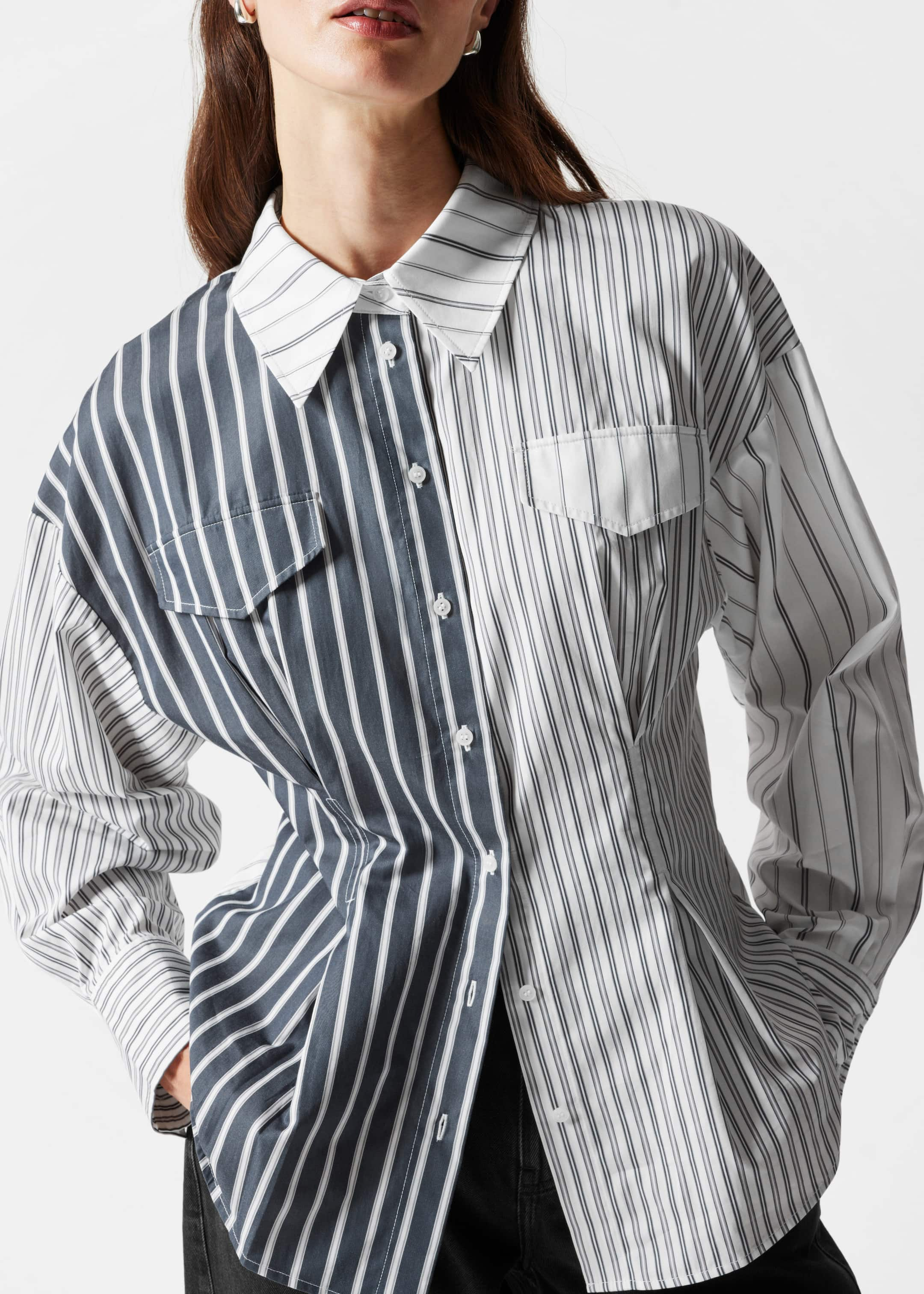 Flap-Pocket Cotton Shirt - White Pinstripe - Lookbook