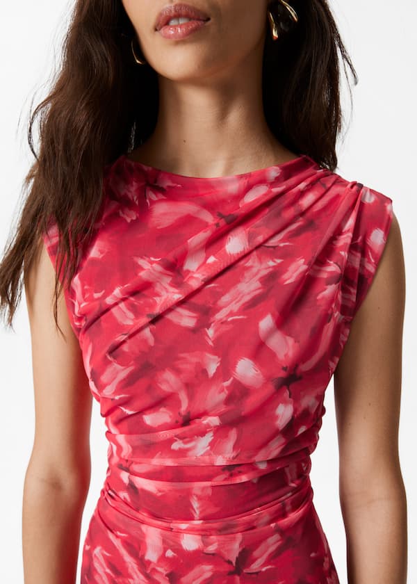 Draped Sleeveless Midi Dress
