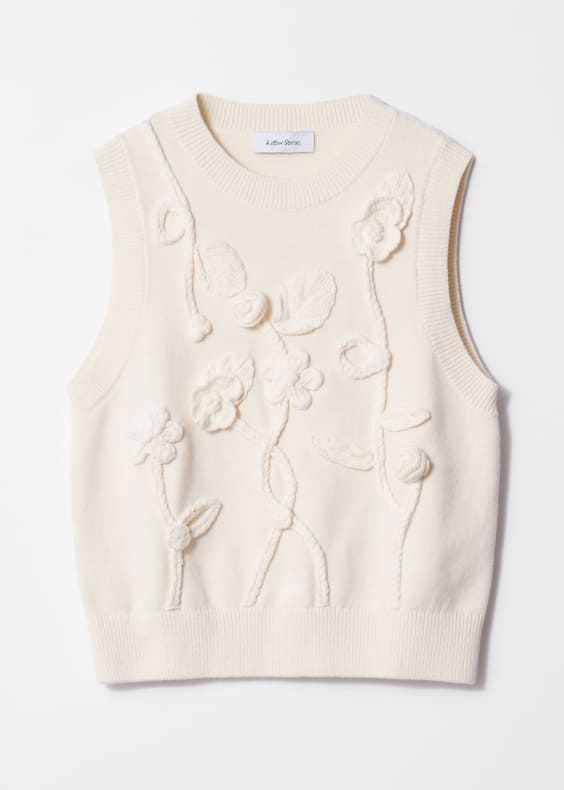 Floral-Appliqué Sweater Vest