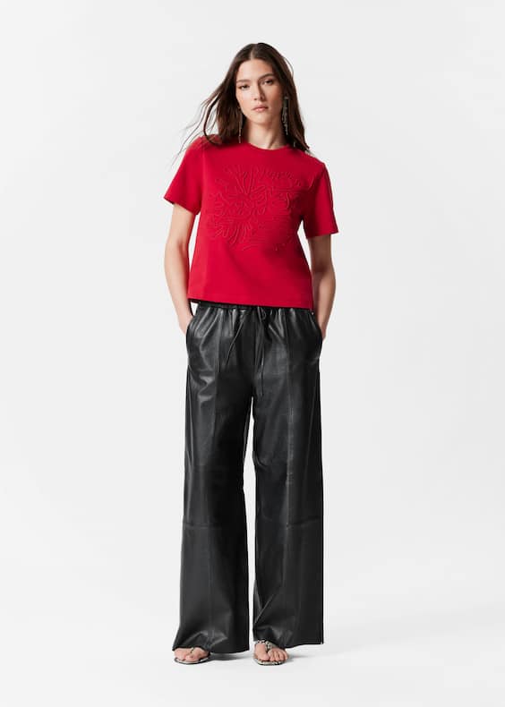Floral-Appliqué T-Shirt