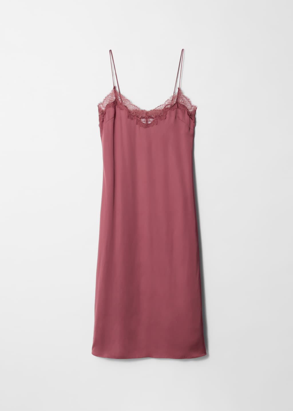 & Other Stories Women's Red Satin Slip Midi Dress