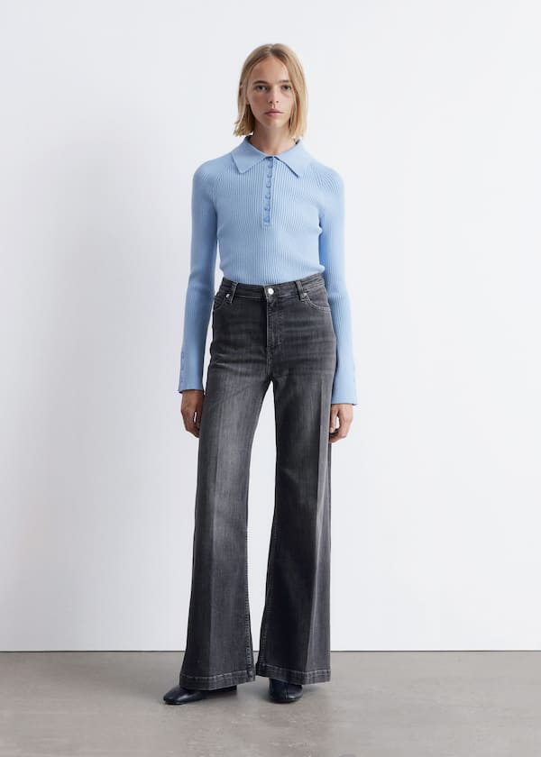 Wide Press-Crease Jeans