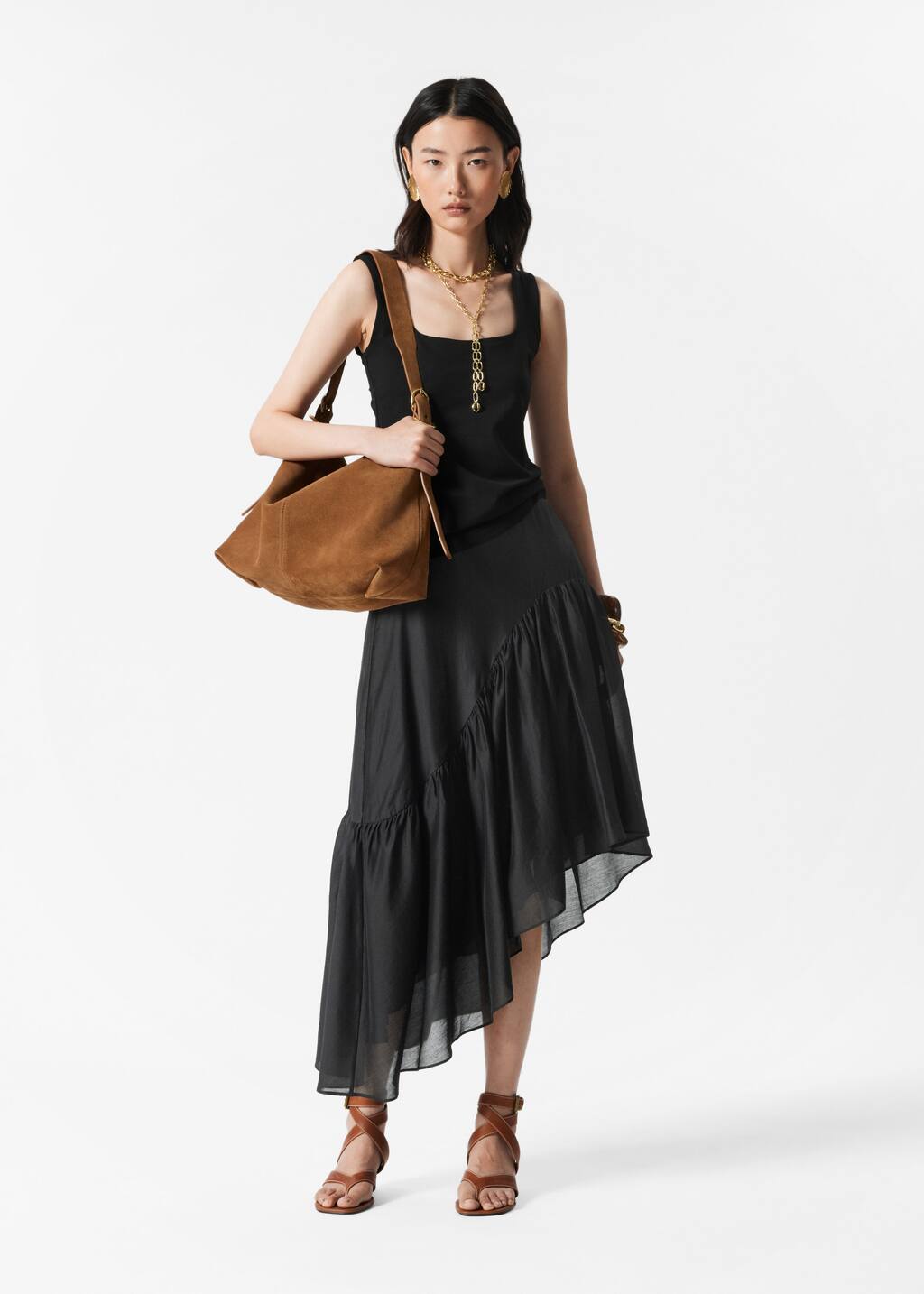 トップス Retty silky tank Black Loulou Studio Estor Silk Tank Top - Black – The Frankie Shop