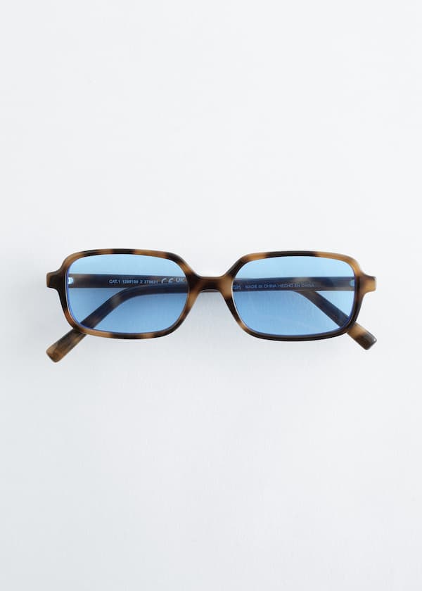 Elongated Rectangular-Frame Sunglasses
