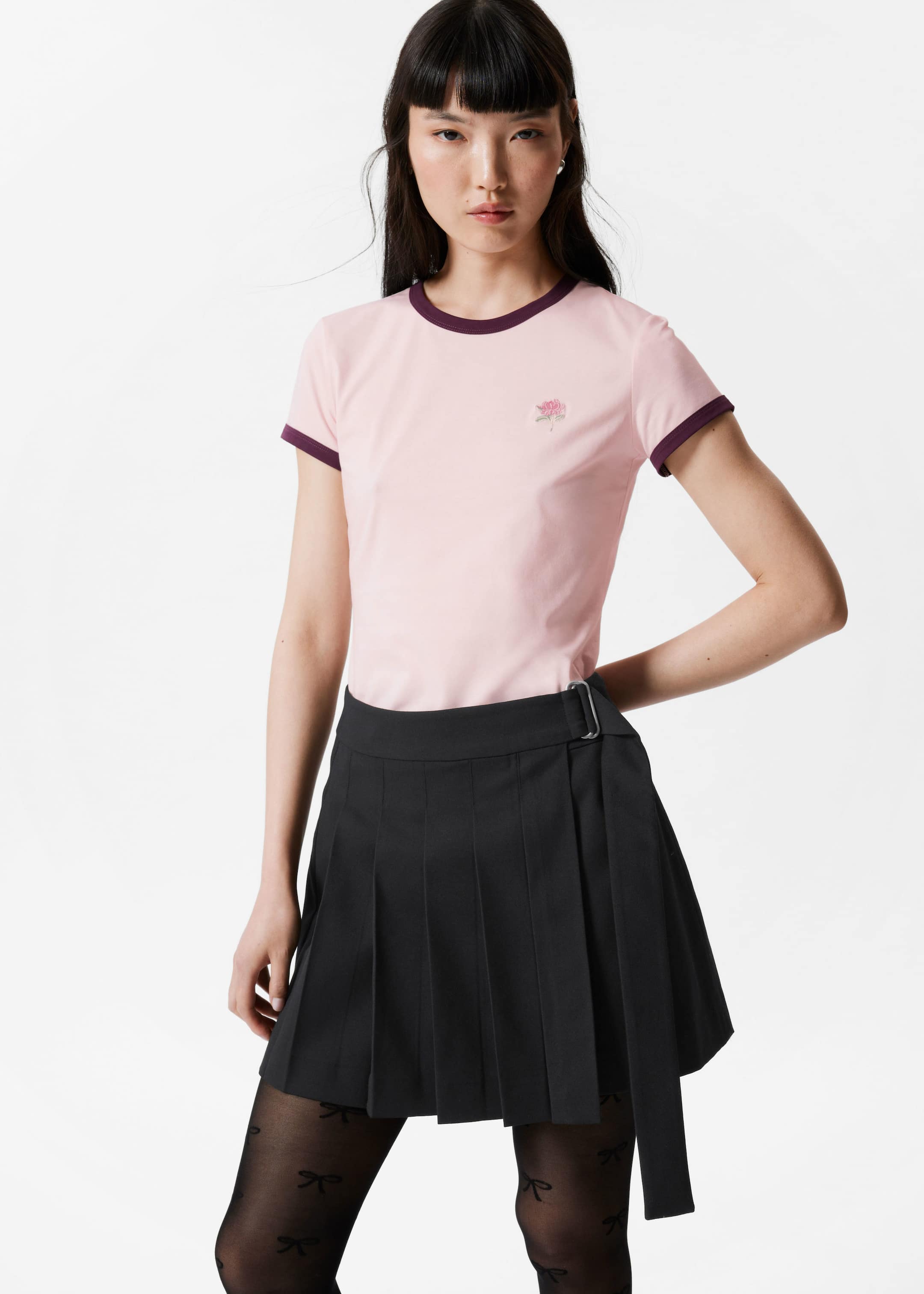 Pleated Wrap Mini Skirt - Black - Lookbook