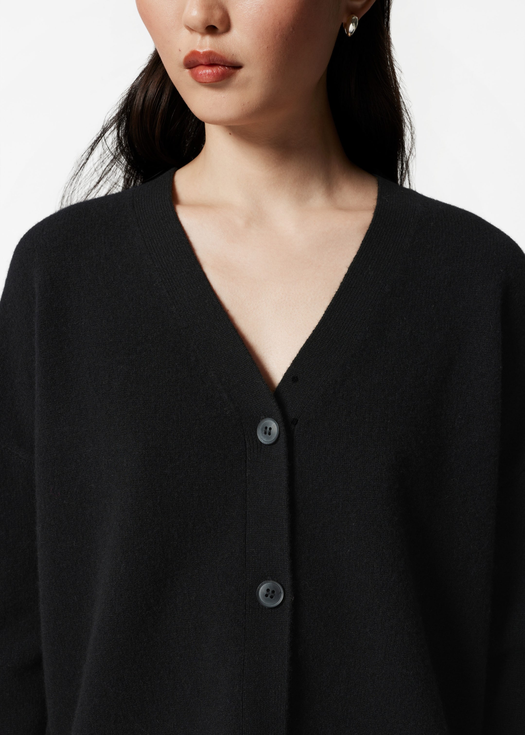 Relaxed Wool Cardigan - Black - Lookbook