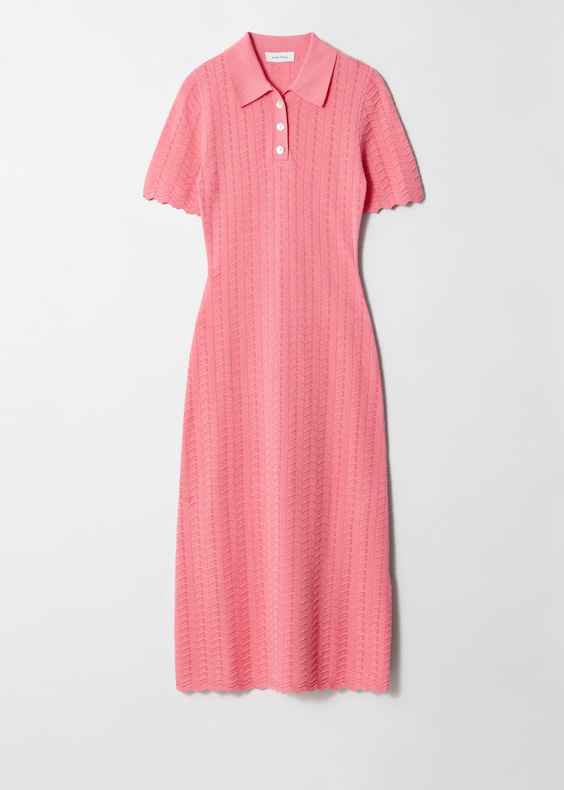 Pointelle-Knit Midi Dress