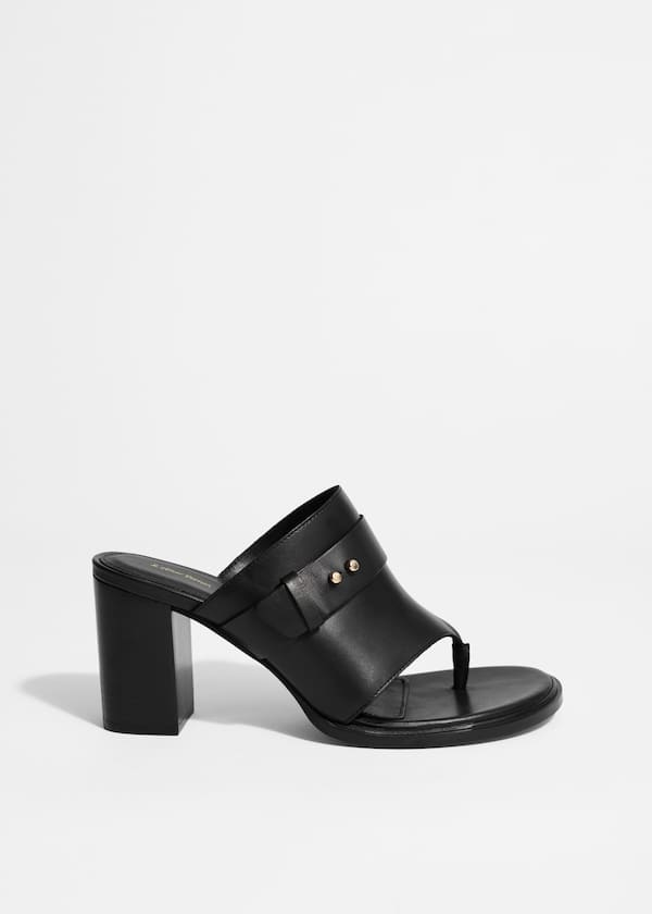 Leather Toe-Thong Mules