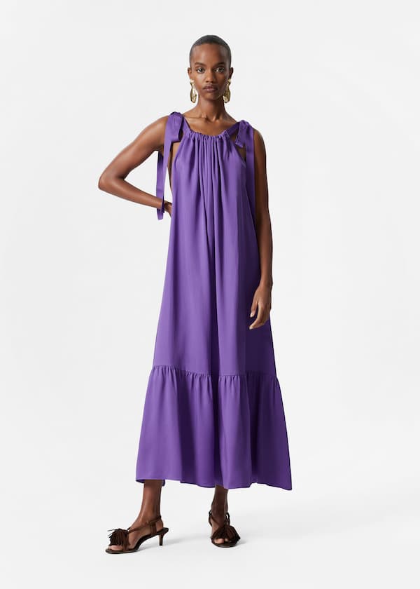 Gathered Sleeveless Midi Dress