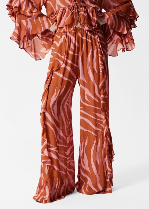Frilled Wide-Leg Trousers