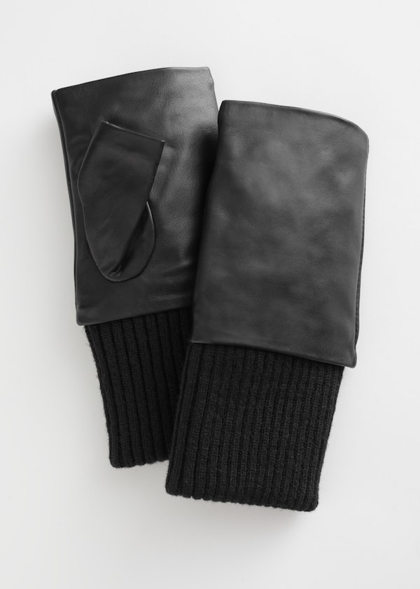 Leather Mitten Fingerless Gloves