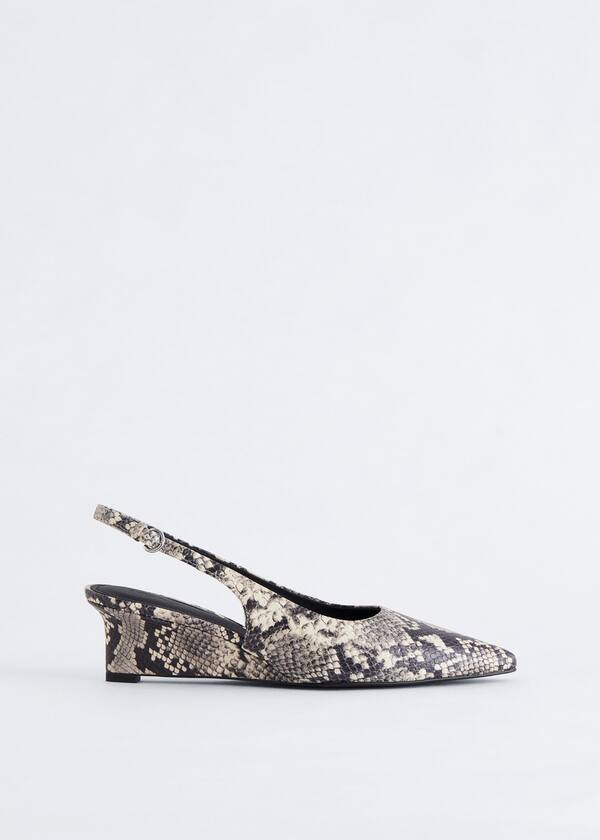 Leather Wedge Slingback Pumps