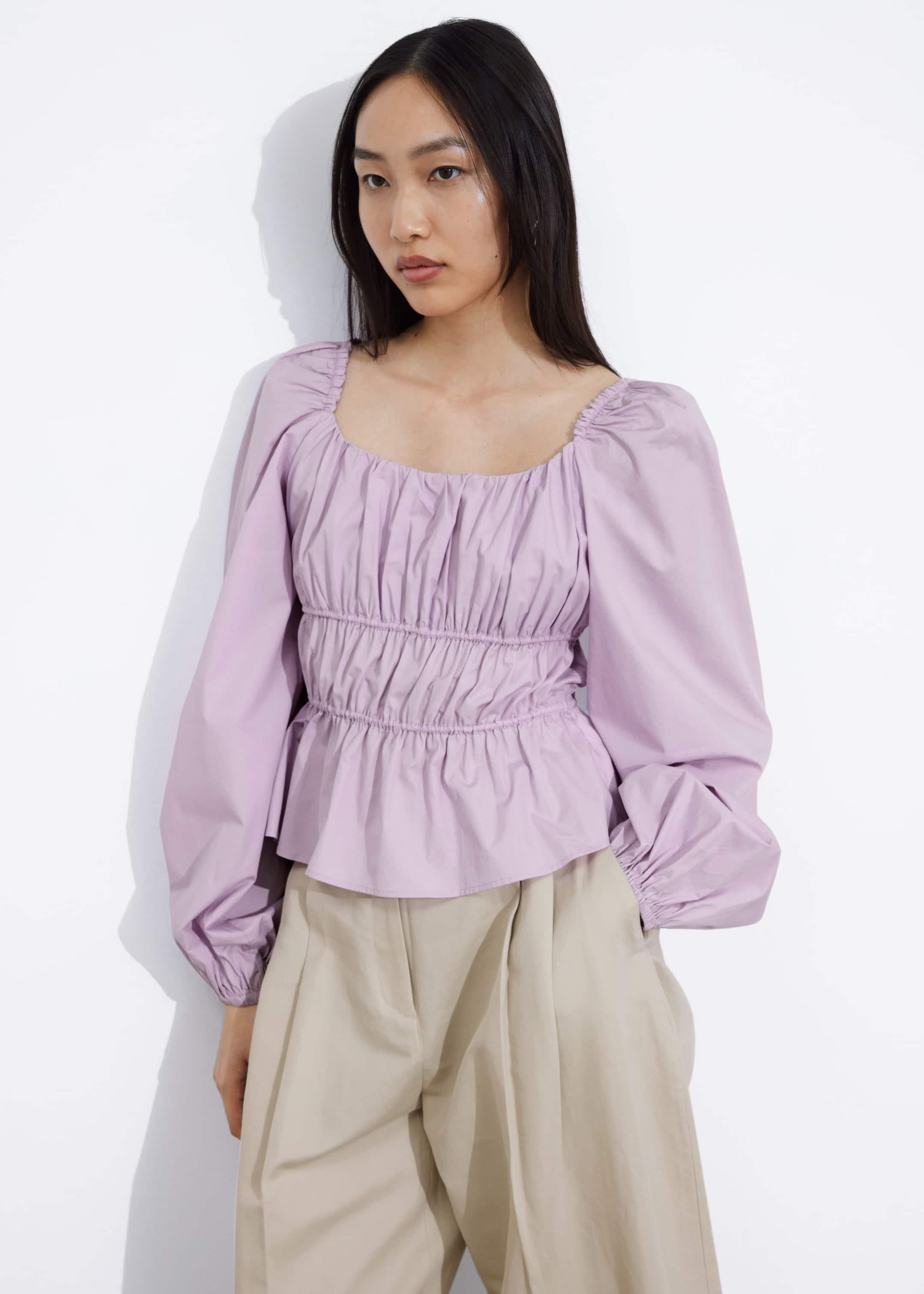 Gathered Blouse - Lilac - Lookbook