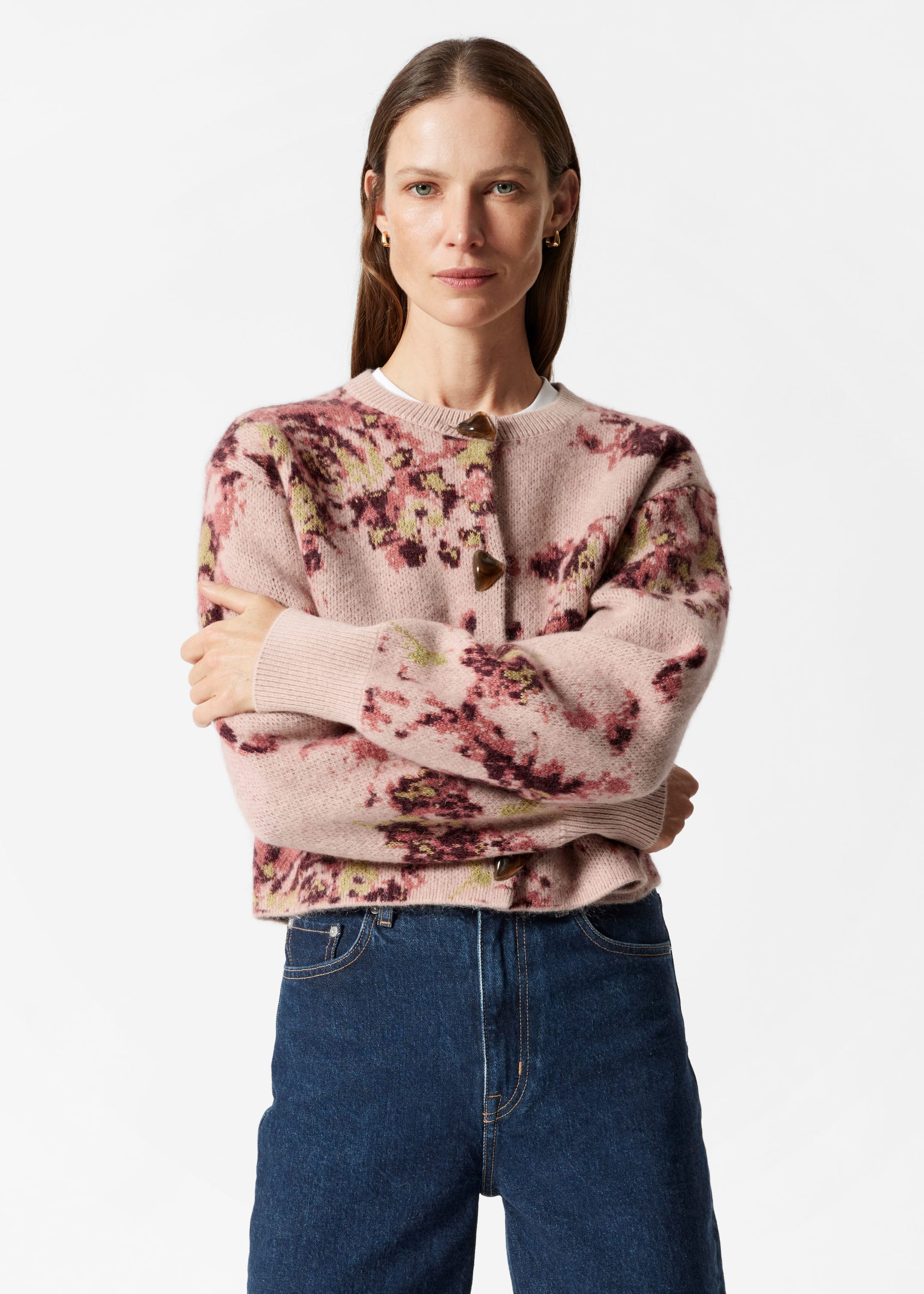 Image of Cardigan en jacquard fleuri