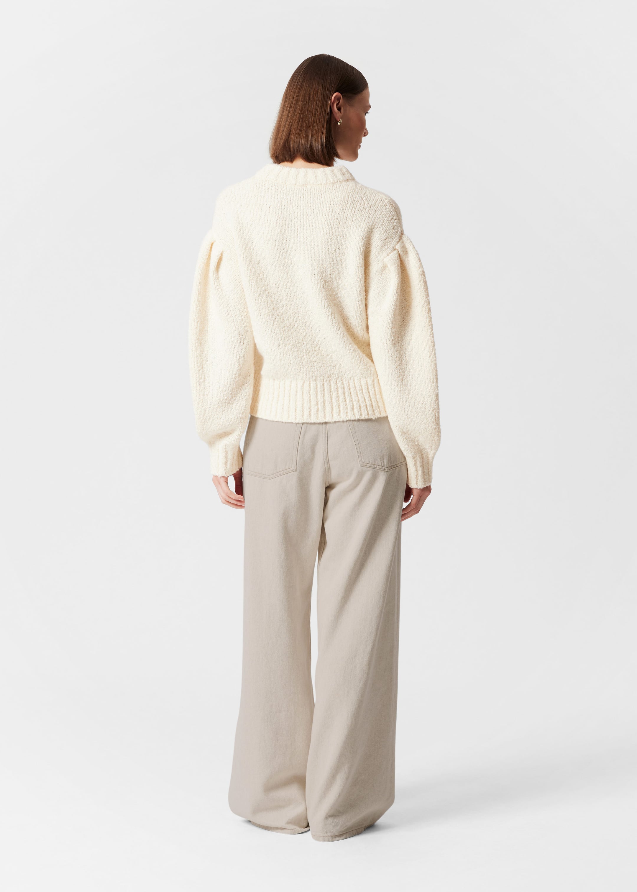 Pull oversize en maille - Beige - Lookbook