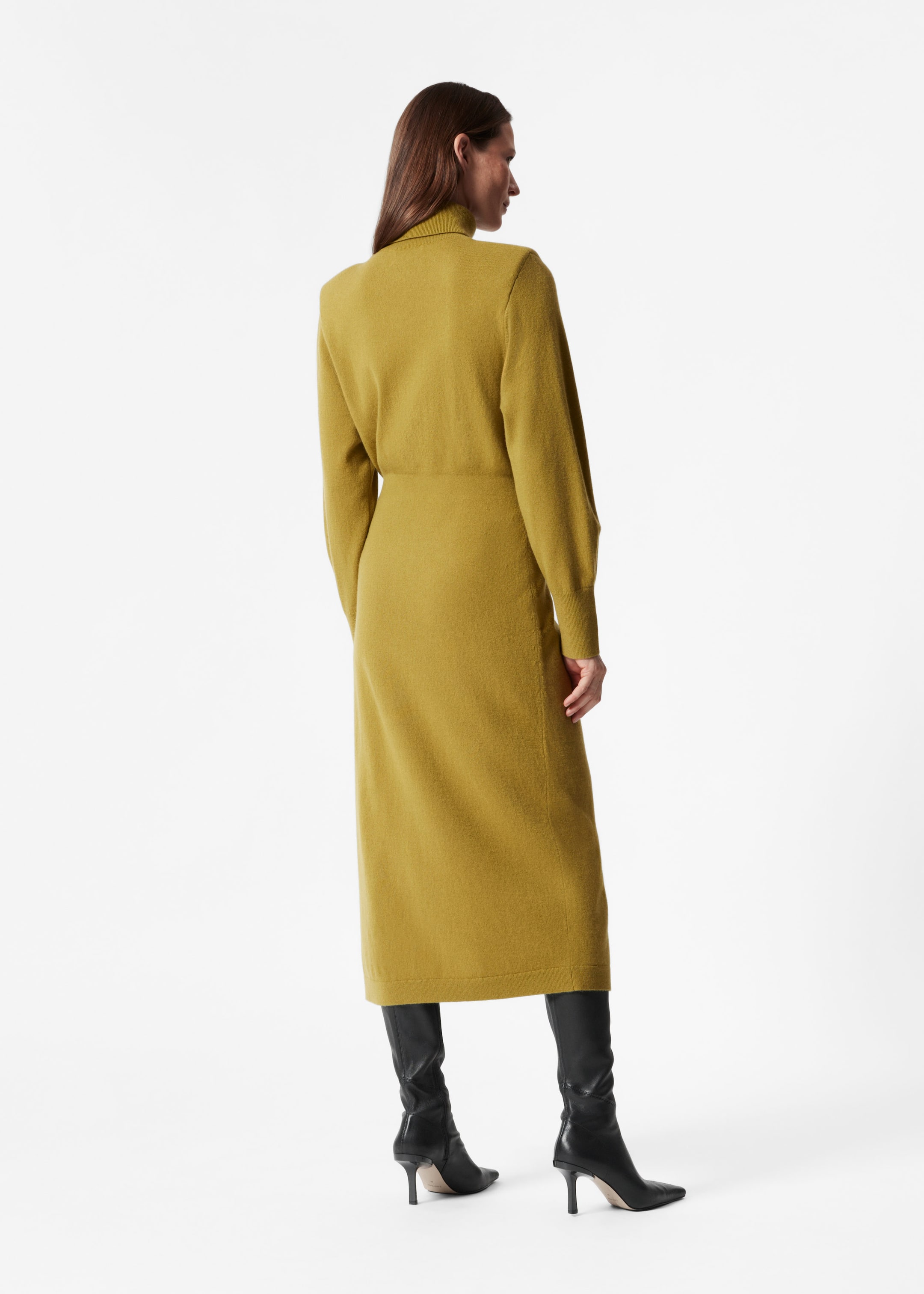 Turtleneck Merino Wool Dress - Black - Lookbook