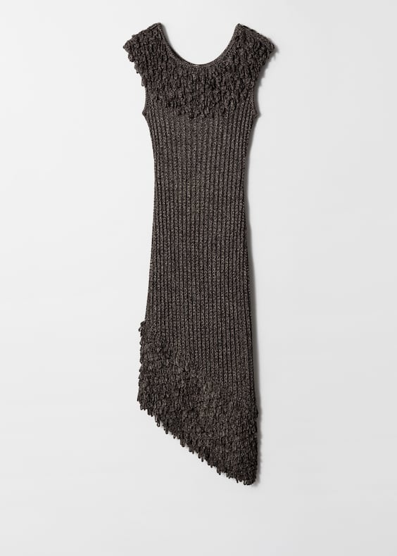 Fringe Rib-Knit Midi Dress