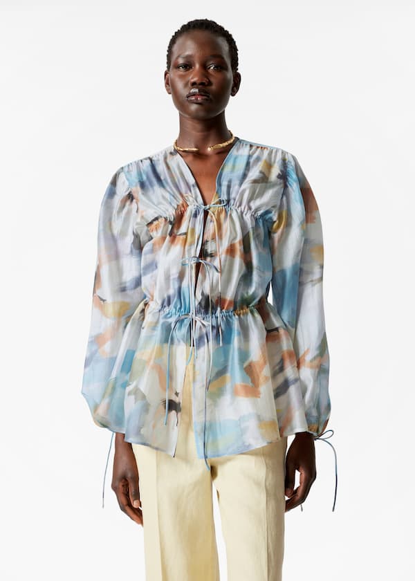 Ruched Drawstring Blouse