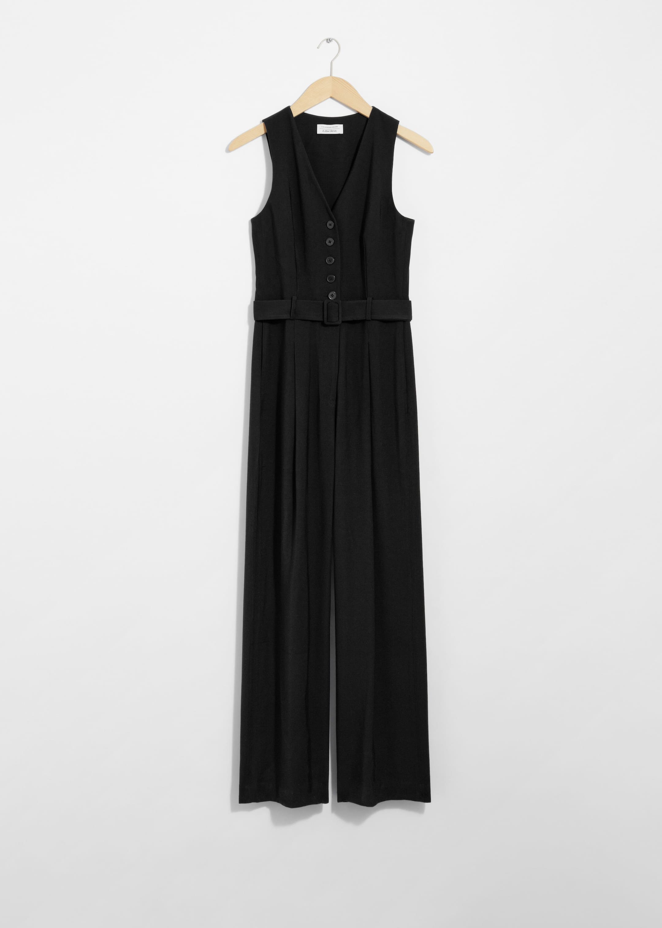 Buttoned Sleeveless Jumpsuit - Black - Still Life