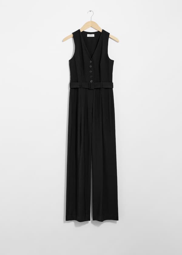 Buttoned Sleeveless Jumpsuit