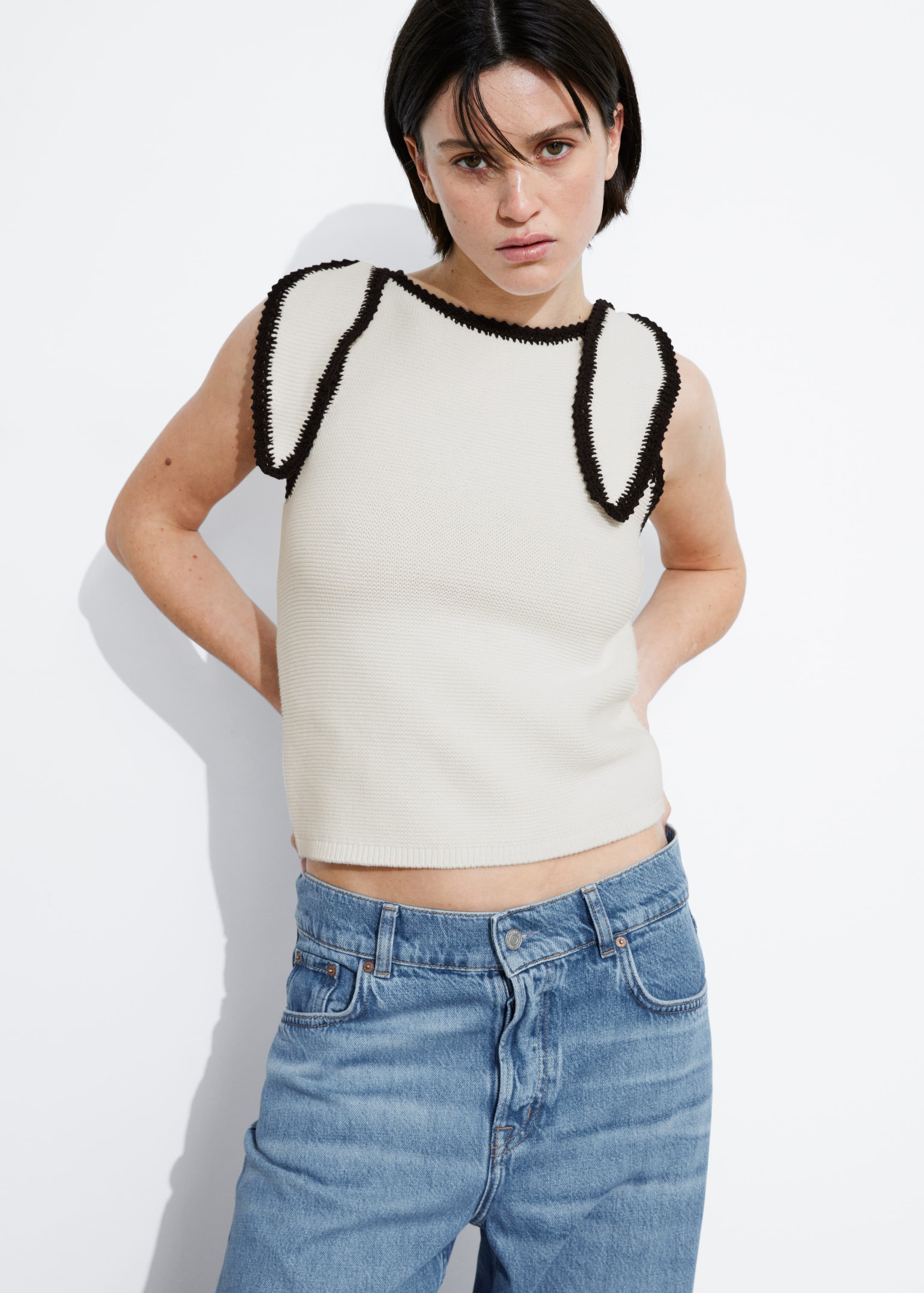 Tie-Detail Top - White - Lookbook