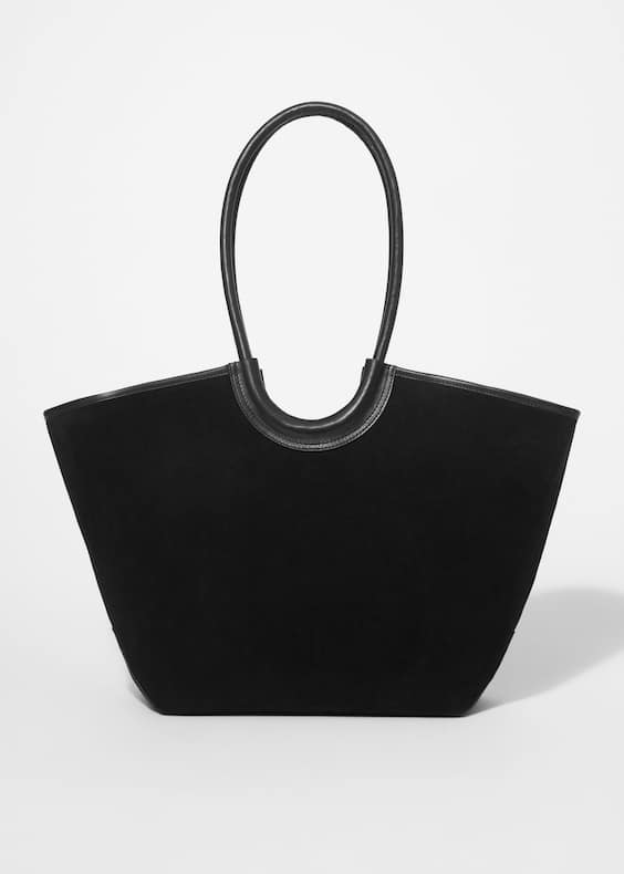 Leather-Trimmed Suede Tote Bag