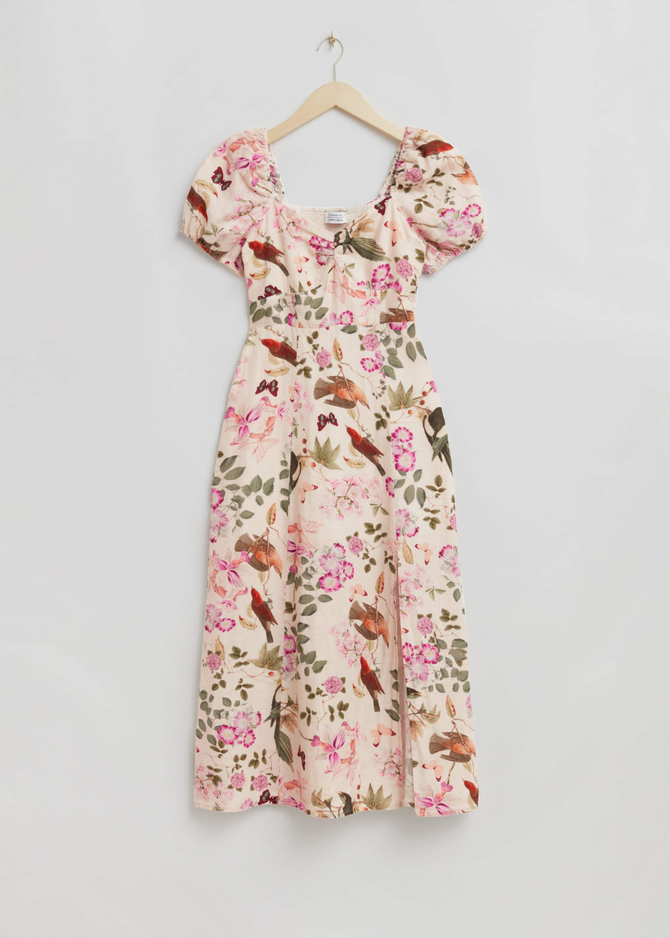 Puff Sleeve Midi Dress - Cream Floral Print - Still Life