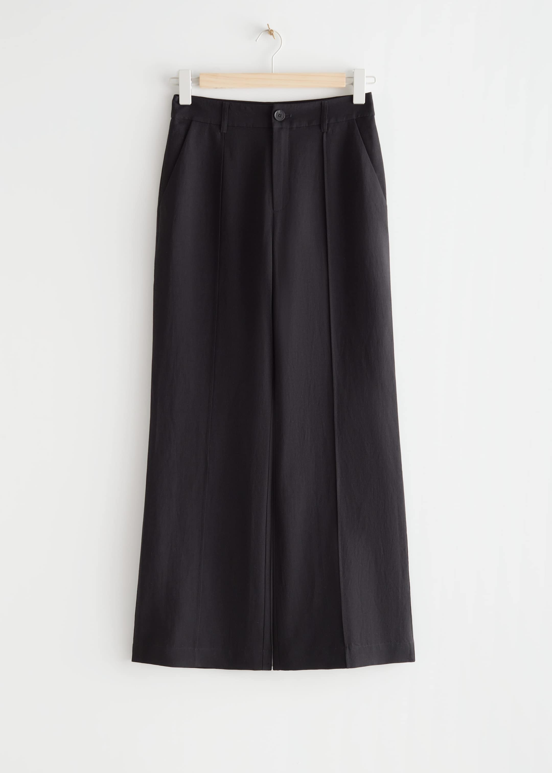 Flared Linen Trousers - Black - Still Life