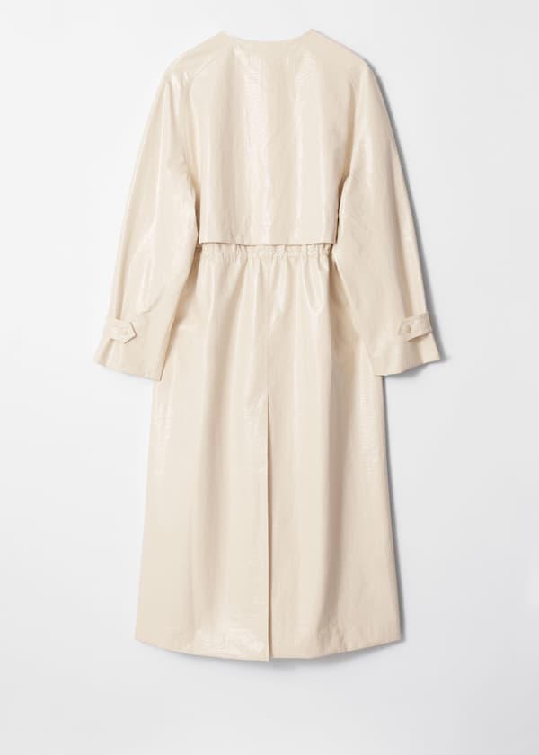 Coated Drawstring Trench Coat