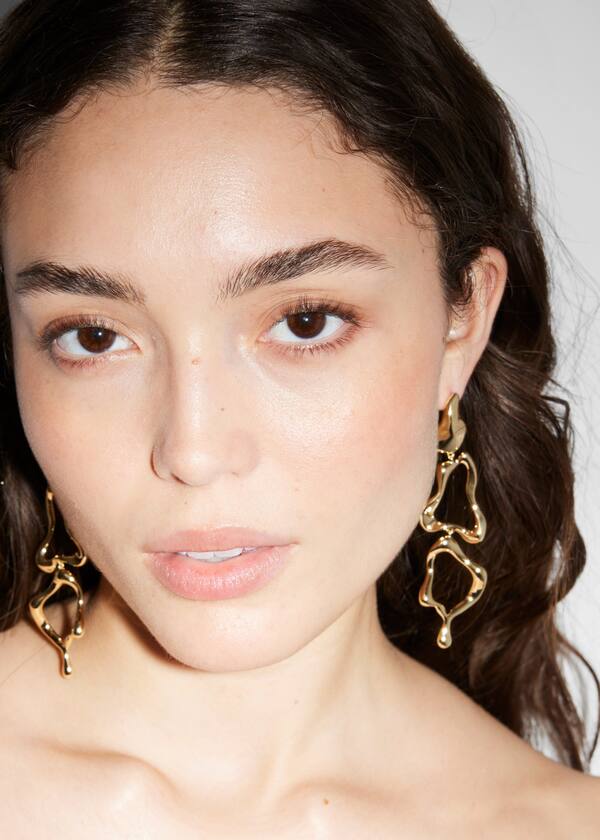 Long Wavy-Ring Earrings
