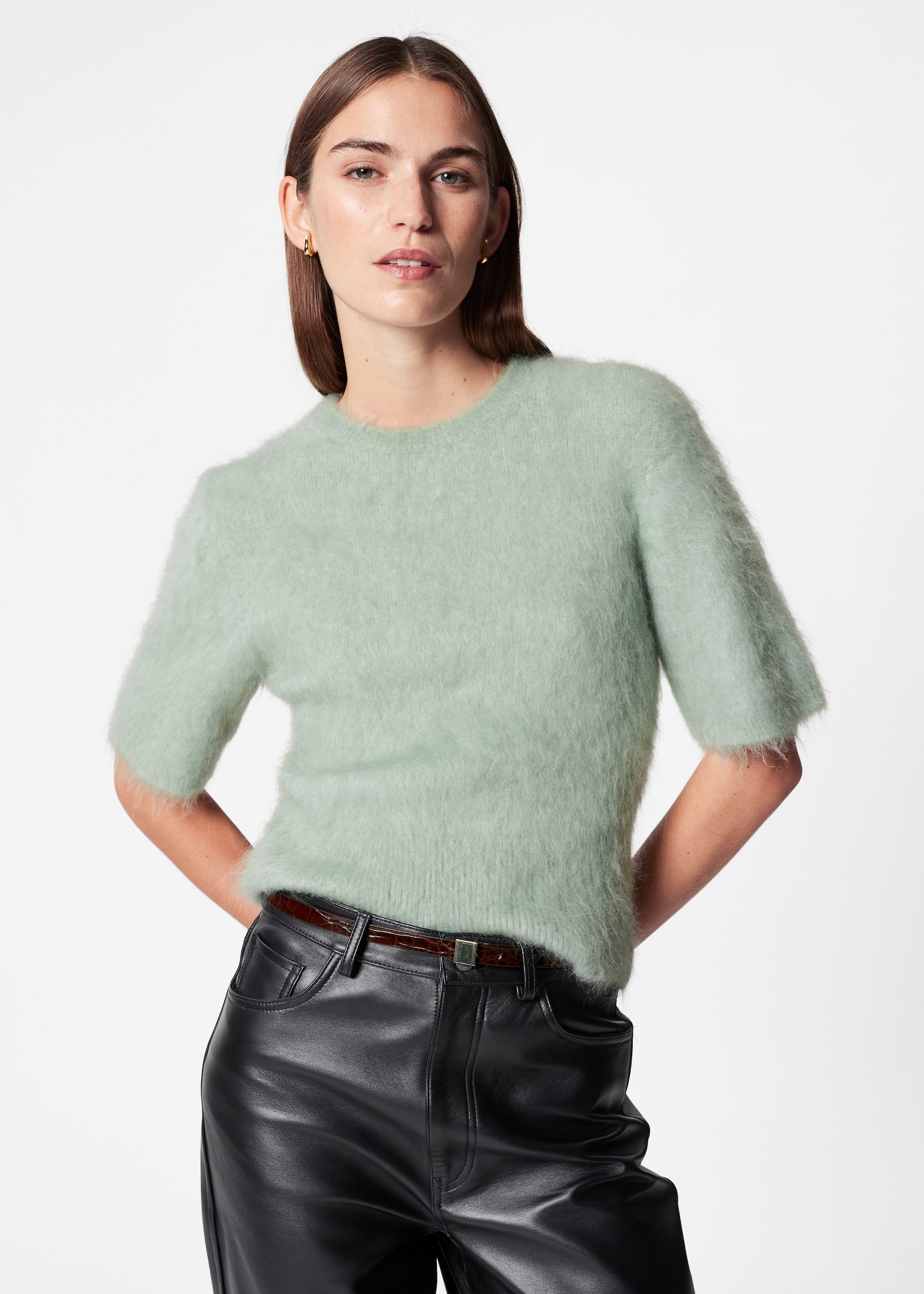 Brushed-Knit T-Shirt - Green - Lookbook