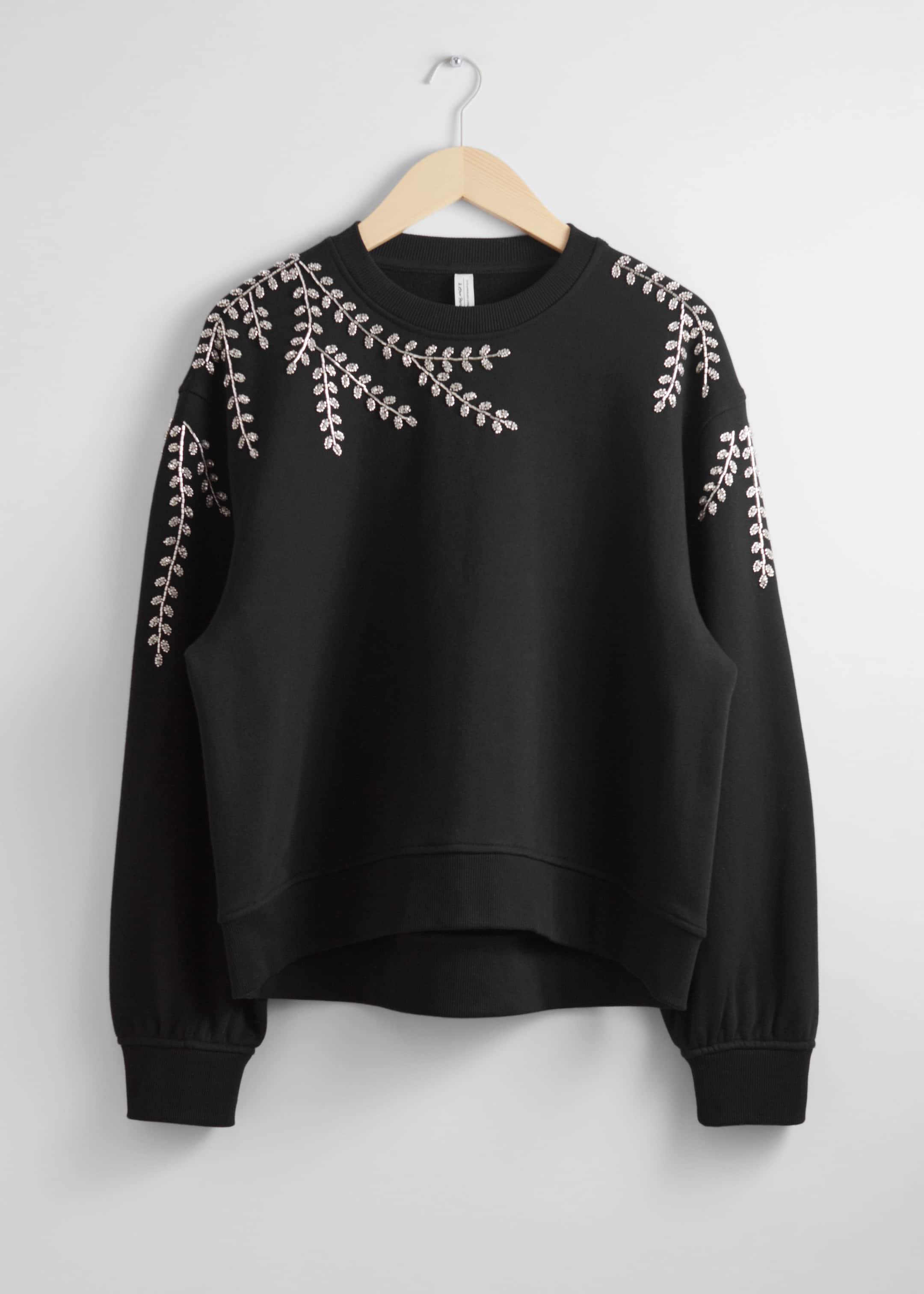 Oversized Beaded Sweatshirt - Black - Still Life