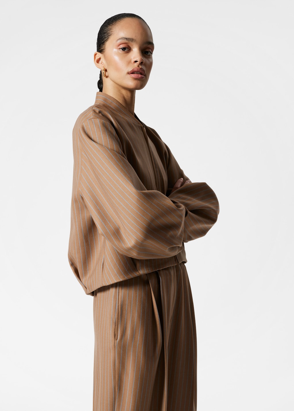 ジャケット・アウター Partimento Striped wide crop jacket Partimento Striped wide crop jacket