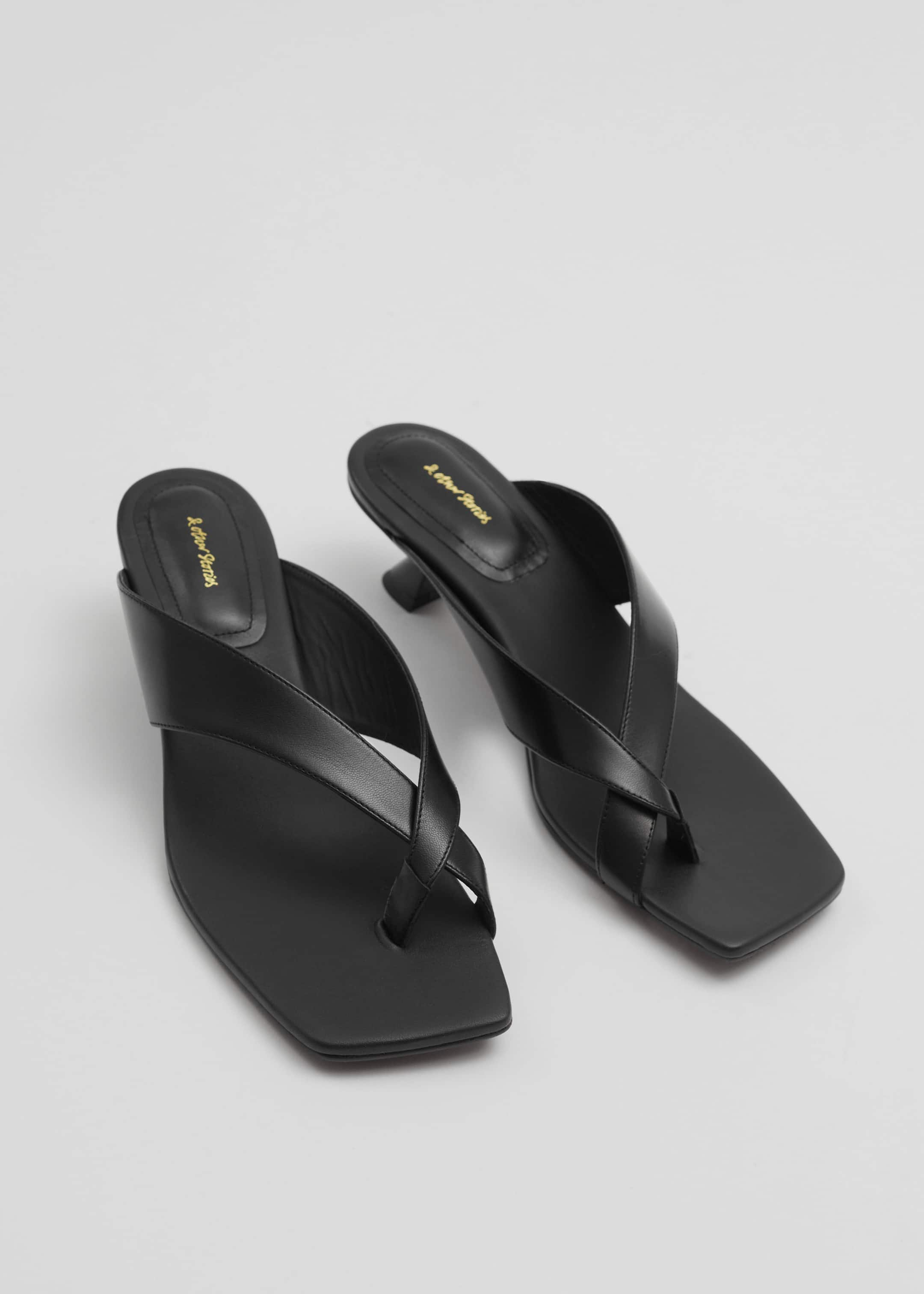 Leather Thong Sandals - Black - Still Life