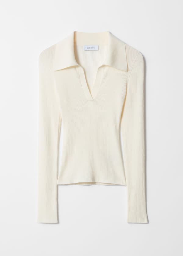 Ribbed Polo Top