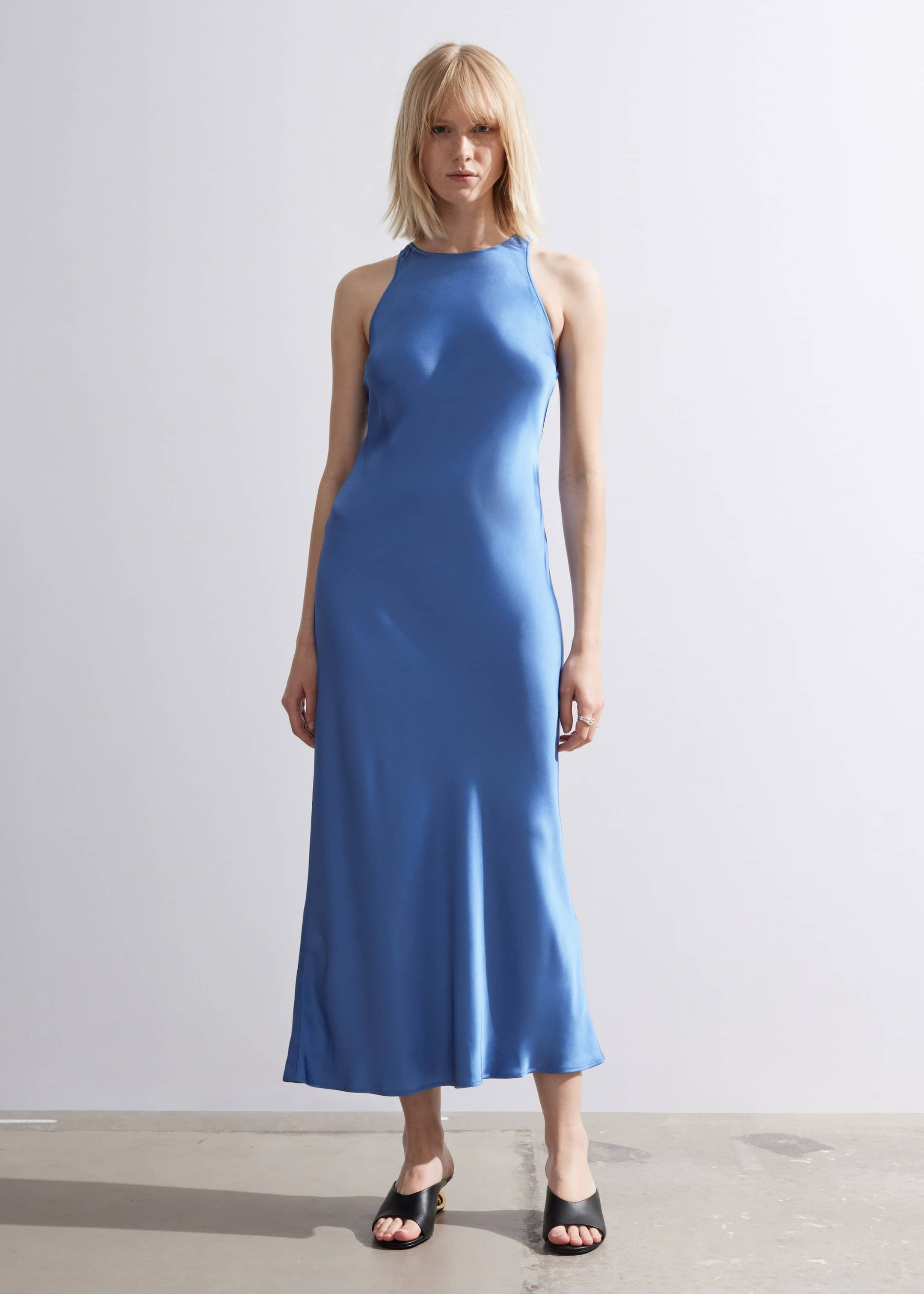 Image of Slim Satin Midi Dress