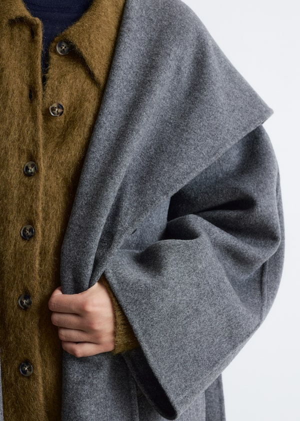 Shawl-Collar Wool Maxi Coat